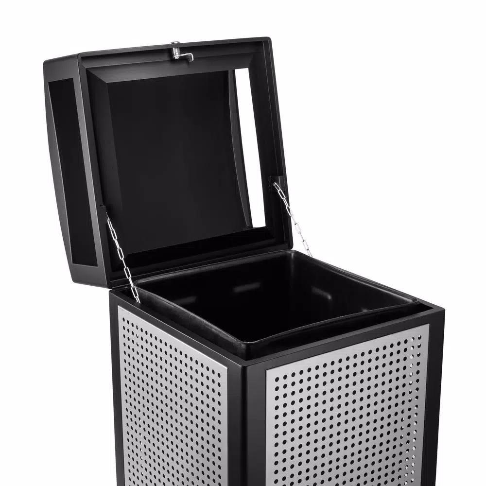 Alpine Industries 40 Gal. All-Weather Commercial Outdoor Trash Can with Lockable Lid