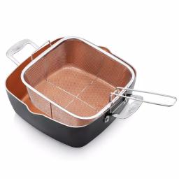 Gotham Steel 6 Qt. Aluminum Ti-Ceramic Nonstick Deep Square All-in-One Casserole Pan Set thumbnail 2