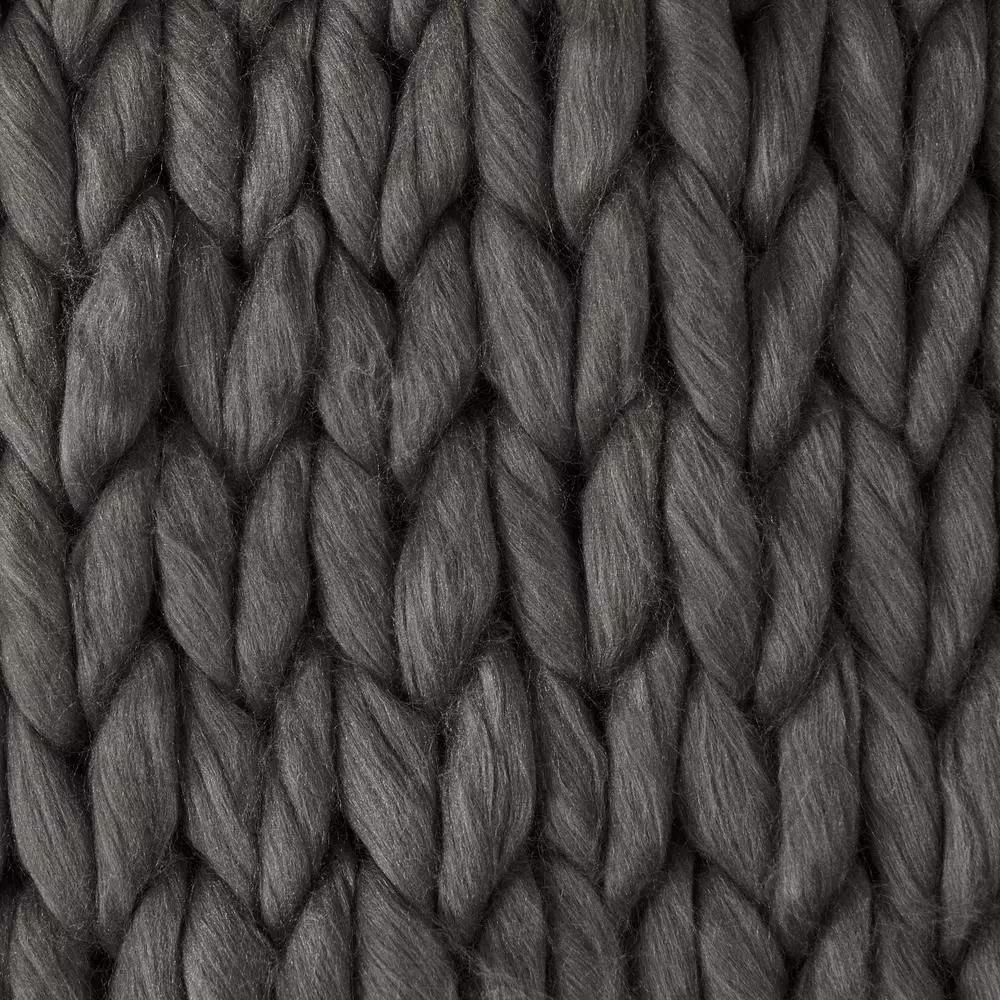 Noble House Marnie Dark Grey Acrylic Throw Blanket, Modern Solid Pattern