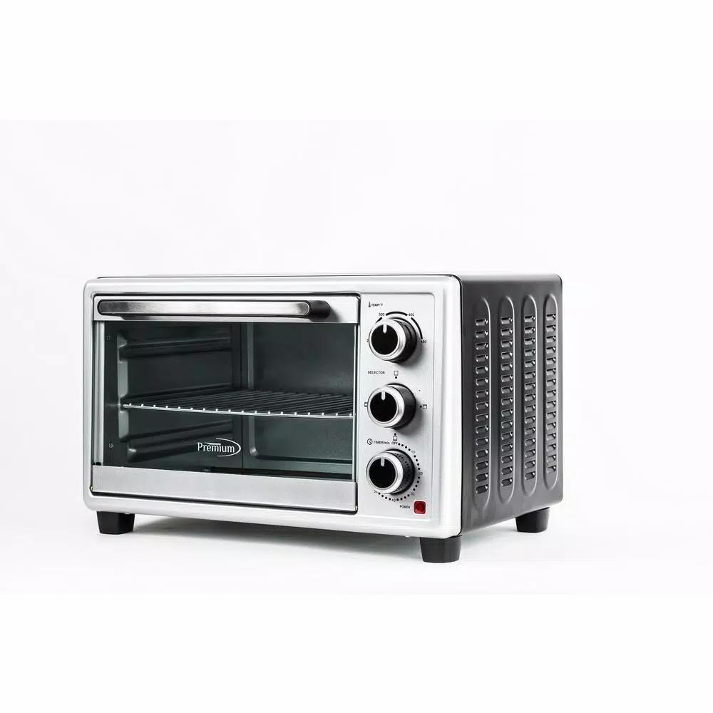 PREMIUM 1440W 6-Slice Silver Toaster Oven with 0.6 cu. ft. Capacity and Automatic Shut-Off