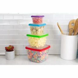 Home Basics 8-Piece Nesting Plastic Food Storage Container Set with Multi-Color Snap-On Lids thumbnail 3