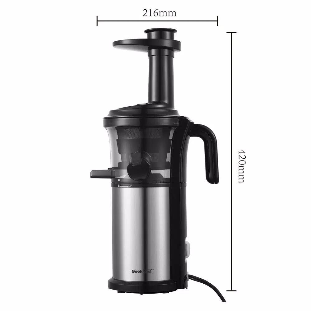 Boyel Living 200W Stainless Steel Slow Masticating Juicer, Quiet Cold Press Juicer with Reverse Function, Silver