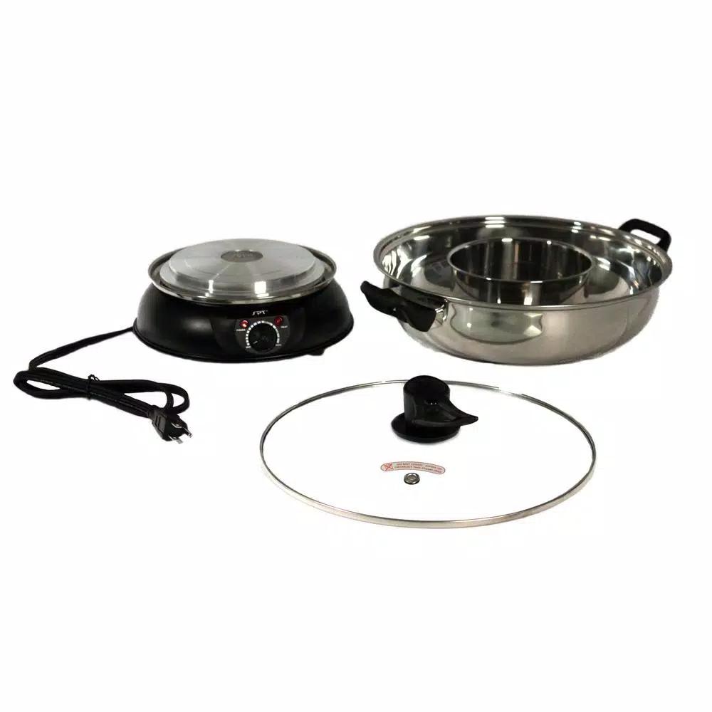 SPT Electric Multi-Cooker Shabu Shabu Hot Pot with 2-Compartment Stainless Steel Bowl