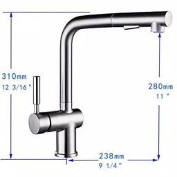 Vanity Art Brushed Nickel Single-Handle Pull Out Kitchen Faucet with 360 Degree Swivel Spout thumbnail 7
