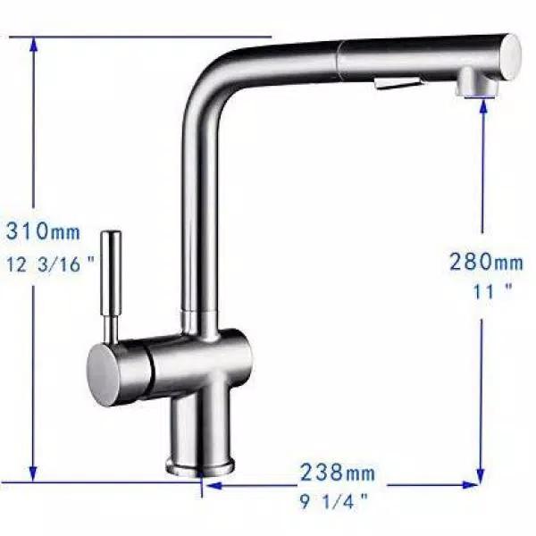Vanity Art Brushed Nickel Single-Handle Pull Out Kitchen Faucet with 360 Degree Swivel Spout