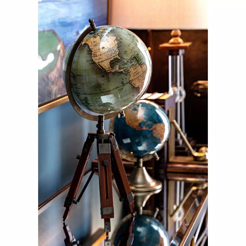 IMAX Worldwide Home PGA Tour Clubhouse 19.25 in. Globe on Mango Wood Tripod Stand
