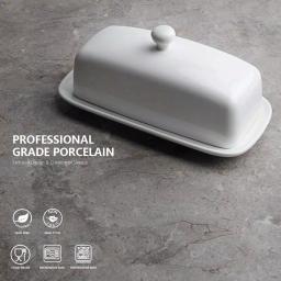 Sweese White Porcelain Butter Dish with Cover, 4 oz. Rectangular Butter Keeper for American Size Sticks thumbnail 3