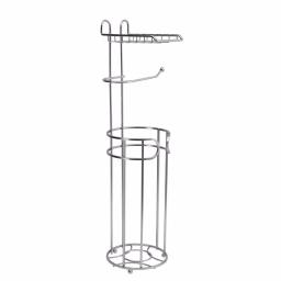 Bath Bliss Contemporary Freestanding Toilet Paper Holder with Built-in Phone Shelf and 4-Roll Storage, Satin thumbnail 1