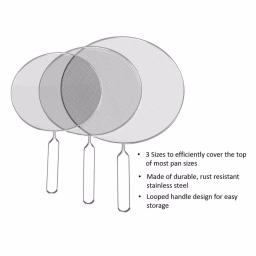 Classic Cuisine Stainless Steel Mesh Splatter Screen Guards, 3-Pack thumbnail 3