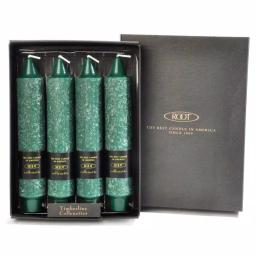 ROOT CANDLES 7 in. Timberline Collenette Dark Green Taper Dinner Candles, Beeswax Enriched (Box of 4) thumbnail 1