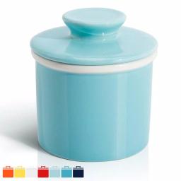 Sweese French Butter Crock - Porcelain Butter Keeper Dish for Soft Spreadable Butter - Turquoise thumbnail 1