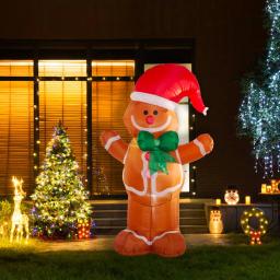 Glitzhome 8 ft. Lighted Inflatable Gingerbread Man Christmas Decor with LED Lights thumbnail 2