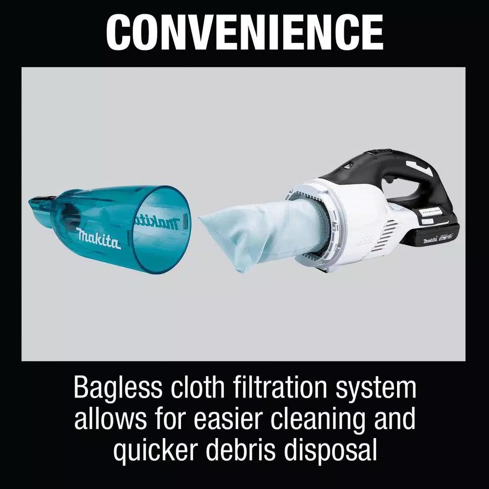 Makita 18V LXT Brushless Cordless Vacuum Kit with 2.0Ah Battery, Rapid Charger & Cyclonic Attachment