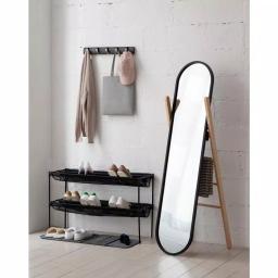 Umbra Modern Black Leaning Floor Mirror with Solid Wood Easel Storage Rack thumbnail 5