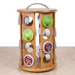 Creative Home Natural Bamboo Revolving Coffee Pod Holder - 24 Capacity Single Serve Carousel Organizer thumbnail 2