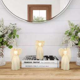Lavish Home Angel LED Flameless Candle Set of 3 - Real Wax with Remote thumbnail 3