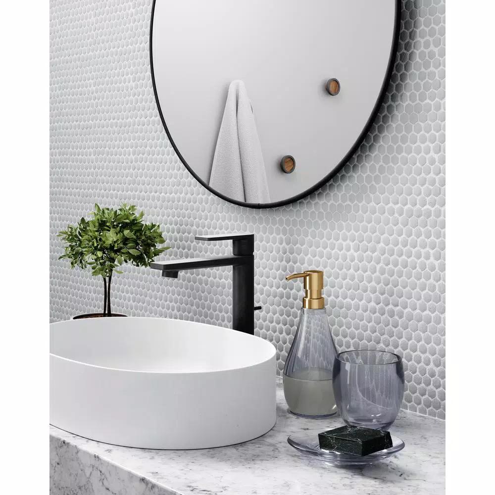 Umbra Hubba Round Contemporary Wall Mirror, Metallic Titanium, 34 in.