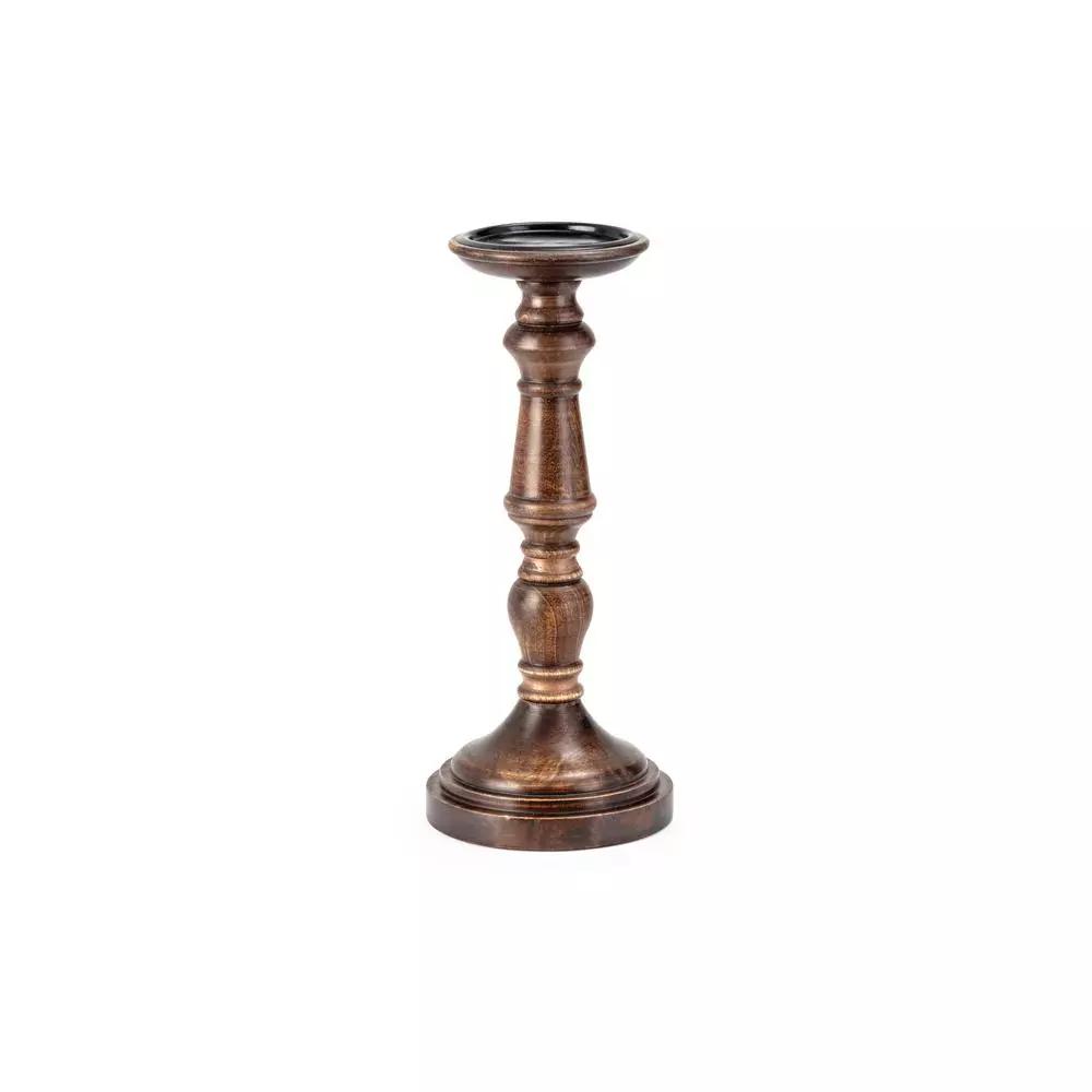 IMAX Rozzi Wooden Candle Holders Set of 5 - Rustic Multi-Colored Candlesticks