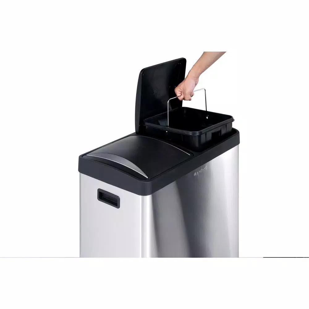 Step N' Sort 16-Gallon 2-Compartment Stainless Steel Trash Can and Recycling Bin