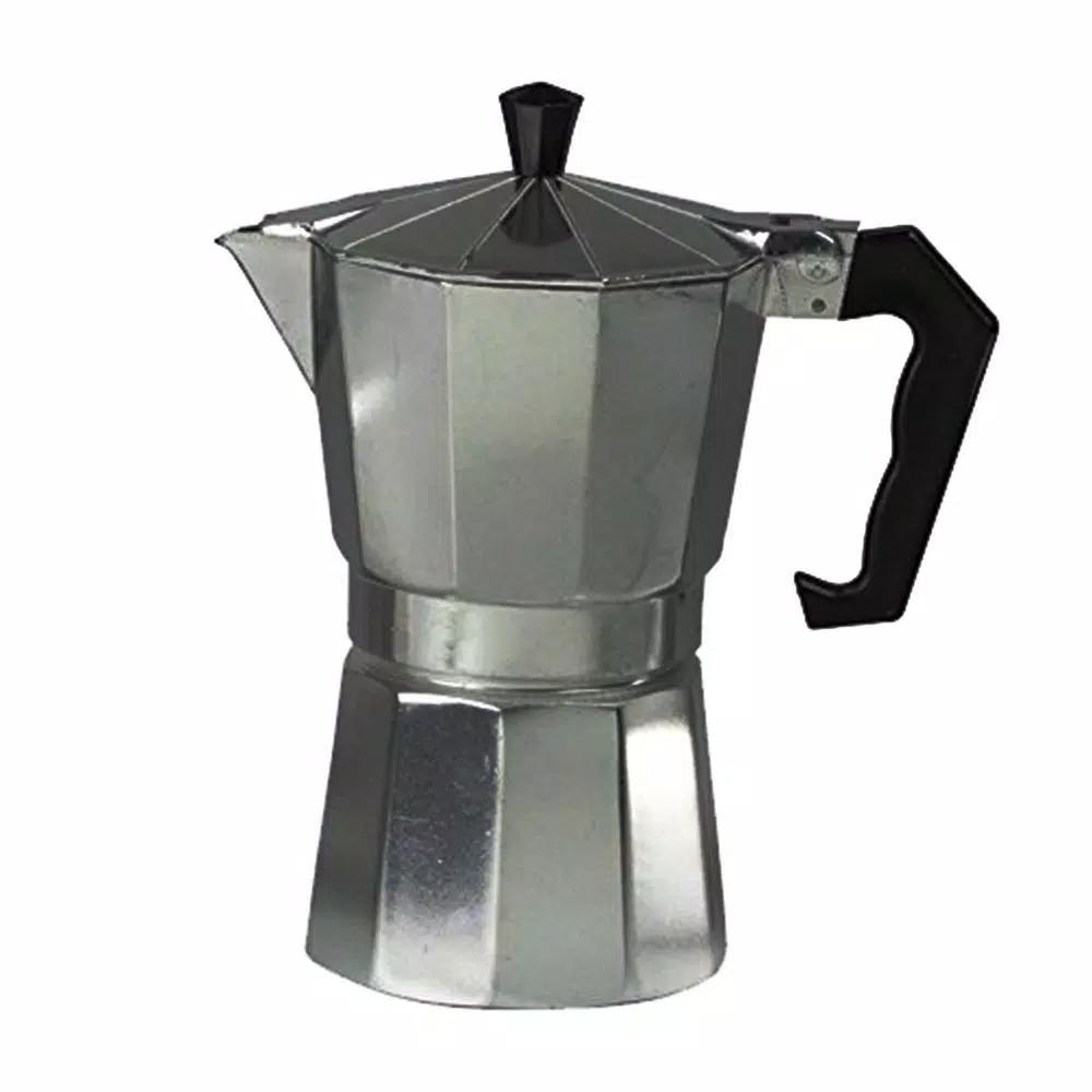 Home Basics 6-Cup Aluminum Stovetop Espresso Machine, Grey