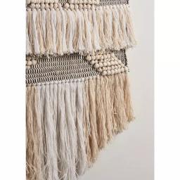 LR Home Fringed Diamond Ivory and Natural Tufted Cotton Wall Tapestry thumbnail 2
