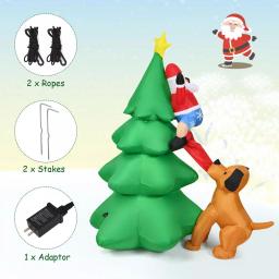 Costway 6.5 ft. Pre-lit LED Inflatable Christmas Tree with Santa and Dog Decorations thumbnail 5