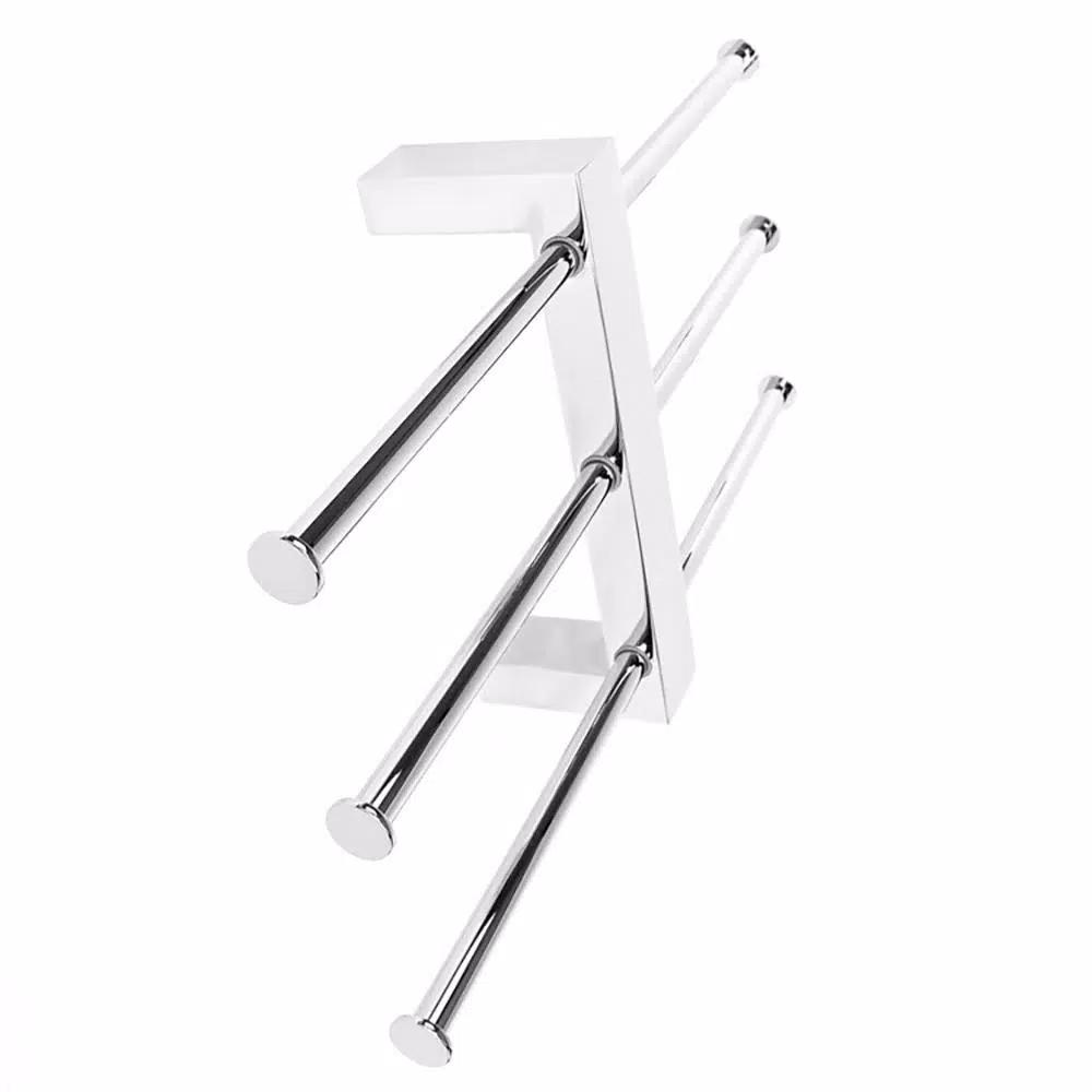 Nameeks Gedy Bridge Wall Mounted Polished Chrome Towel Rack with 3 Adjustable Sliding Bars