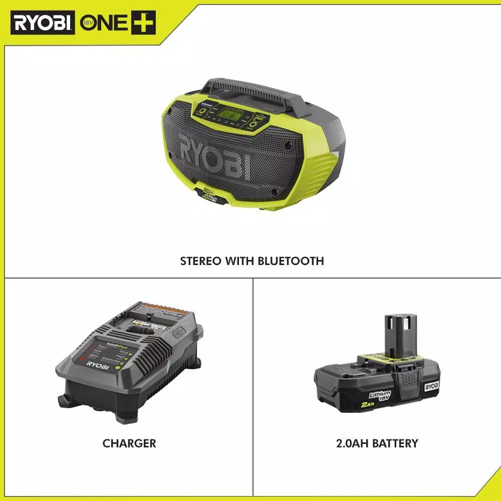 RYOBI 18V ONE+ Hybrid Bluetooth Stereo Kit with 2.0 Ah Battery and Charger