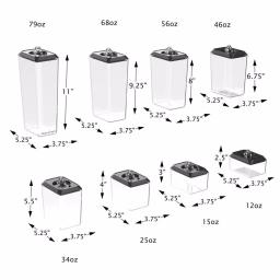 Classic Cuisine 8-Piece Airtight Plastic Food Storage Container Set, Stackable Rectangular Canisters thumbnail 3