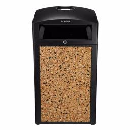 Alpine Industries 40 Gal. Stone & Steel Outdoor Commercial Trash Can with Ash Tray Lid thumbnail 1