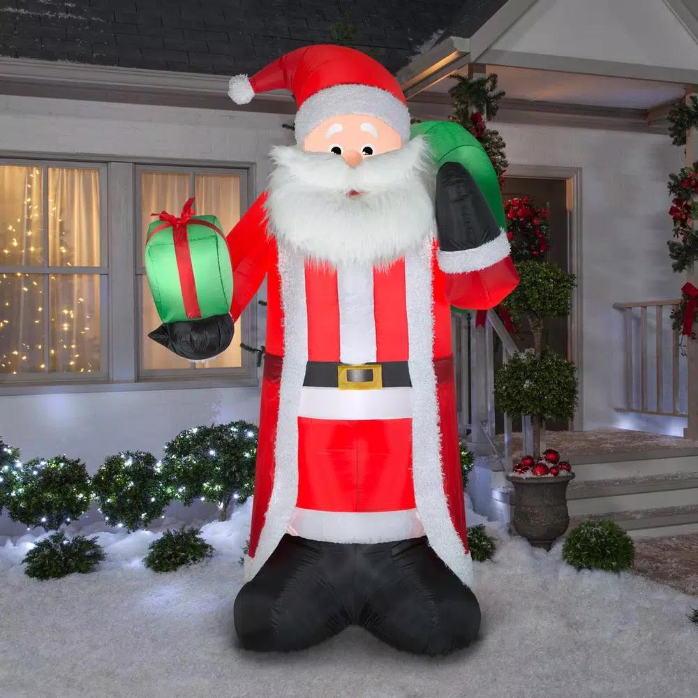 Gemmy 8 ft. Tall Airblown Inflatable Santa with Fuzzy Plush Fabric and LED Lights
