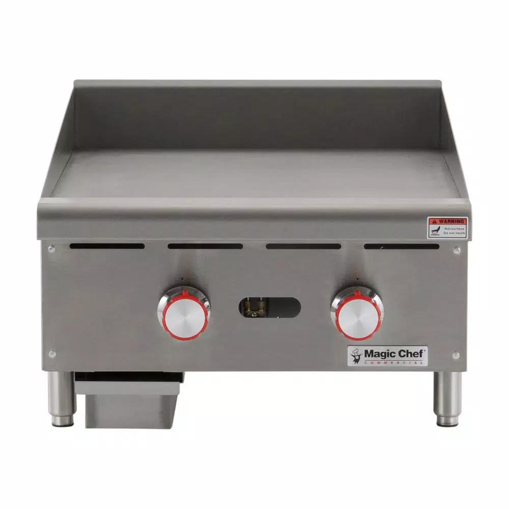 Magic Chef 24 in. Commercial Natural Gas Countertop Griddle, Stainless Steel
