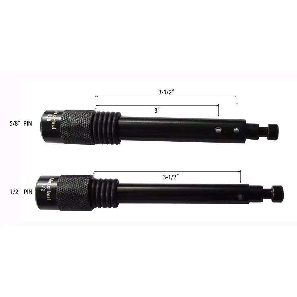 MaxxHaul Hitch Pin Lock Set - 5/8 in. & 1/2 in. Diameter Anti-Rattle Trailer Pins for Class I-V Hitches