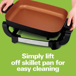 Hamilton Beach Durathon Ceramic 180 sq. in. Electric Skillet with Removable Pan, Black thumbnail 4