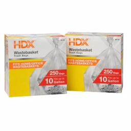 HDX 10 Gallon Clear Waste Liner Trash Bags, 0.31 Mil High-Density Polyethylene, 500-Count thumbnail 1