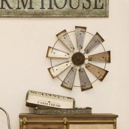 Glitzhome 69.4 in. Farmhouse Metal Galvanized Wind Spinner Yard Stake and Wall Decor thumbnail 6