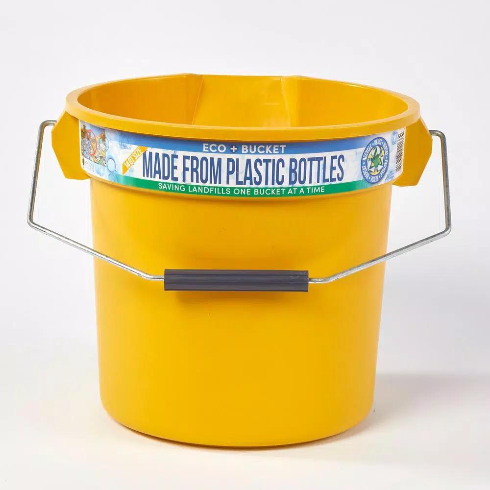 TAFCO PRODUCTS Tafco 3.5 Gal. Yellow Round Utility ECO Bucket, 100% Recycled Plastic with Easy Pour Spout