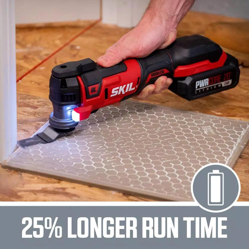 SKIL PWRCore 20V Brushless Oscillating Multi-Tool Kit with 2.0Ah Battery and PWRJump Charger