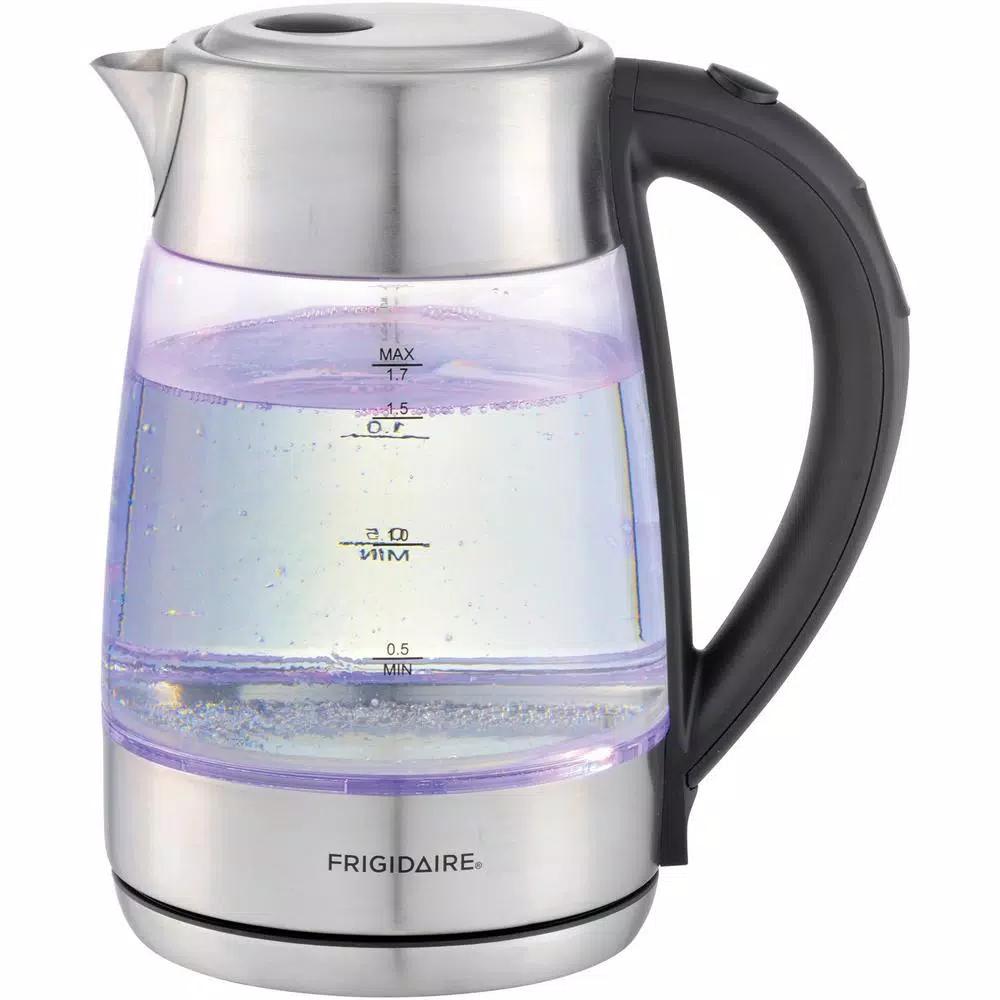Frigidaire 7.2-Cup Silver Glass Electric Kettle with Digital Temperature Control