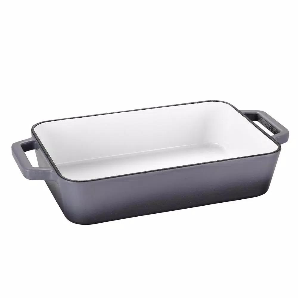 AMERCOOK LA PLURIEL 11.8 in. Enameled Cast Iron Roasting Pan, Gray