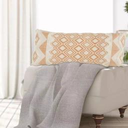 LR Home 36 x 14 in. Orange and Cream Tufted Geometric Cotton Throw Pillow thumbnail 5