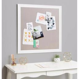 DesignOvation Bosc White Fabric Pinboard Framed Linen Memo Board, 31.5 x 31.5 in thumbnail 5