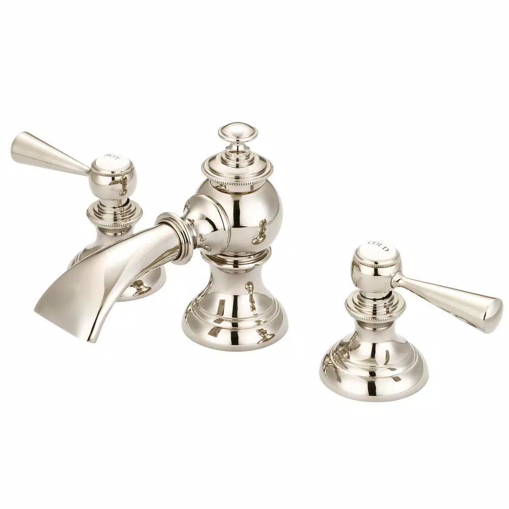 Water Creations Modern Classic 8 in. Widespread Bathroom Faucet with Pop Up Drain, Polished Nickel