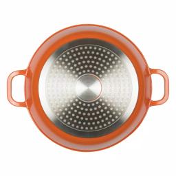 MasterPan 3 Qt. Round Cast Aluminum Nonstick Casserole Dish with Lid, Orange thumbnail 3