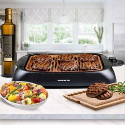 Ovente 1000W Portable Indoor Smokeless Grill, 13x10 inch Non-Stick Aluminum Grilling Plate, Copper thumbnail 7