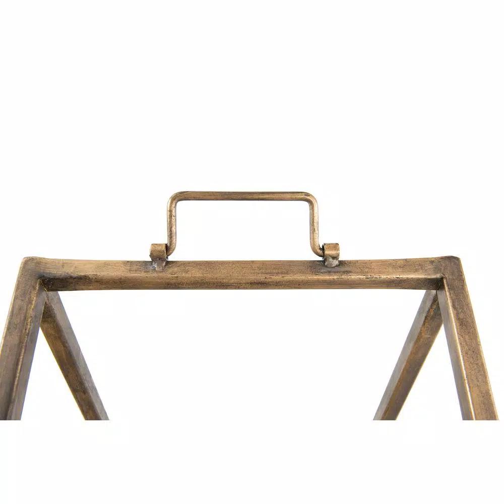 3R Studios Modern Gold House Shaped Metal Firewood Holder - Tall Vertical Wood Storage Rack
