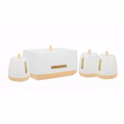 Jiallo European Collection 4-Piece Plastic Kitchen Canister and Bread Box Set, White thumbnail 1