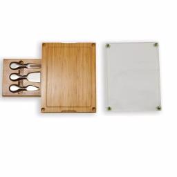 Legacy Concerto Bamboo Cutting Board and Cheese Tool Set with Tempered Glass Tray thumbnail 4