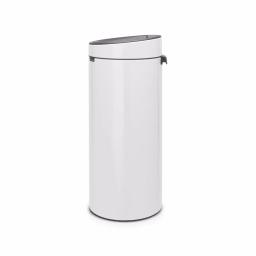 Brabantia 8 Gallon Touch Top Trash Can in White - Round Steel Kitchen Waste Bin thumbnail 2