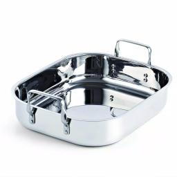 Cooks Standard 12 Qt. Stainless Steel Roasting Pan with V-Shaped Rack thumbnail 3